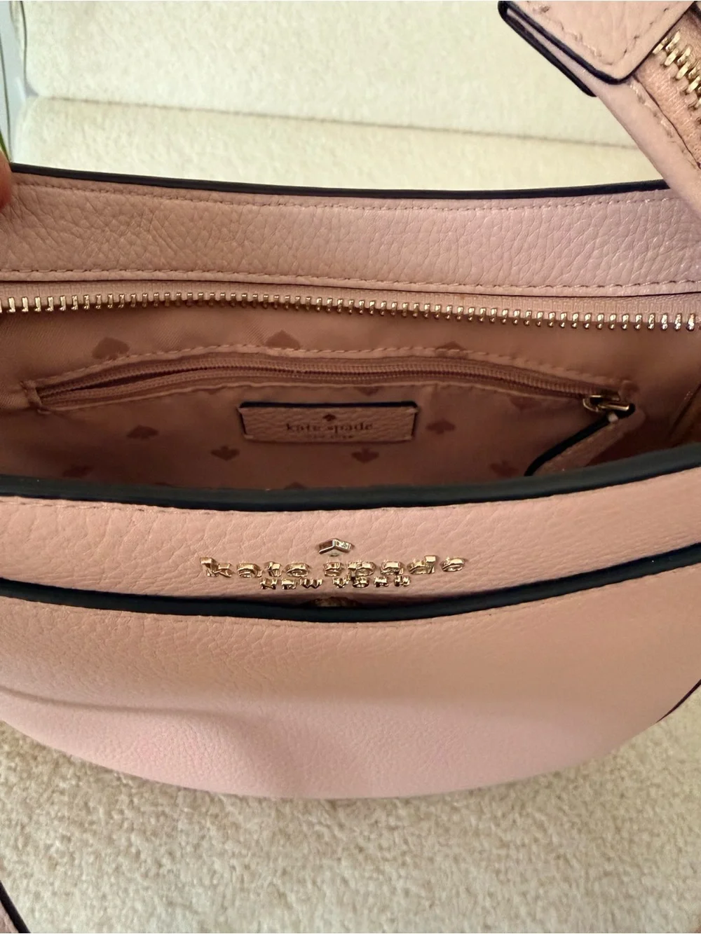 Kate Spade Leila North South Crossbody in Rose Smoke Pebbled Leather